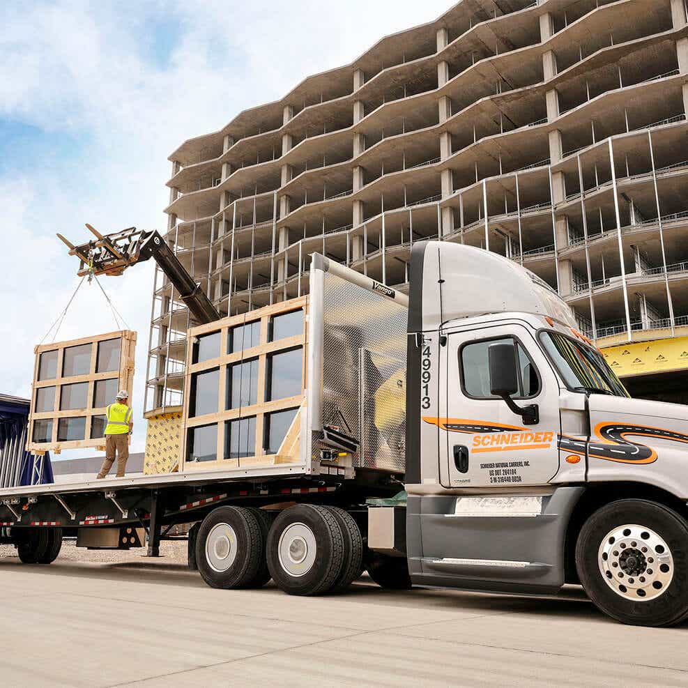 image of flatbed delivery of building materials