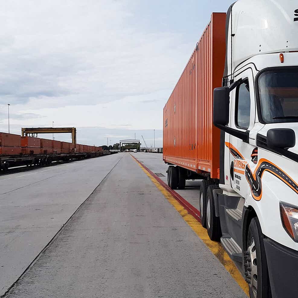 intermodal multimodal transportation photo of truck and rail cars