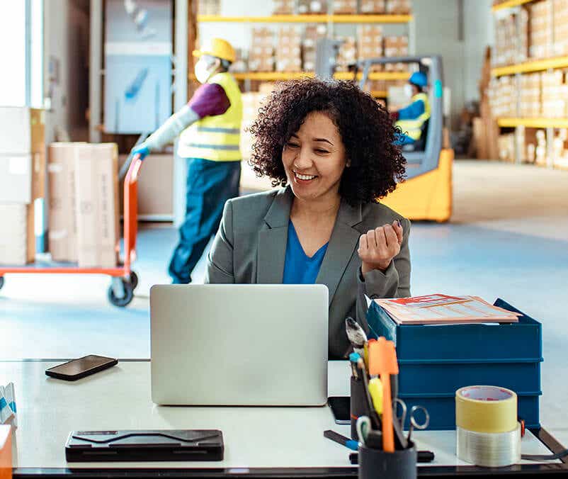 Lady using technology for her business