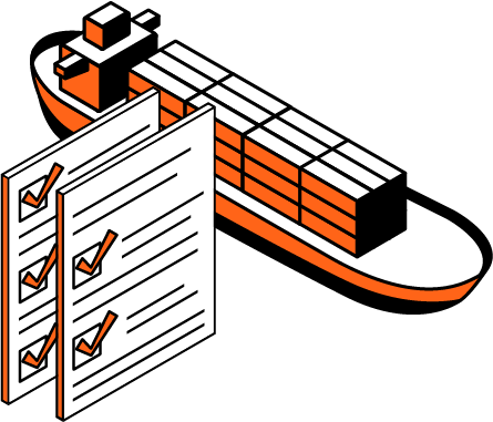 ocean container ship checklist icon