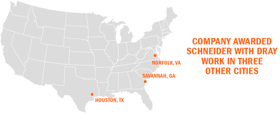 The United States with dray work in the port cities of Norfolk, Virginia, Savannah, Georgia, and Houston, Texas.