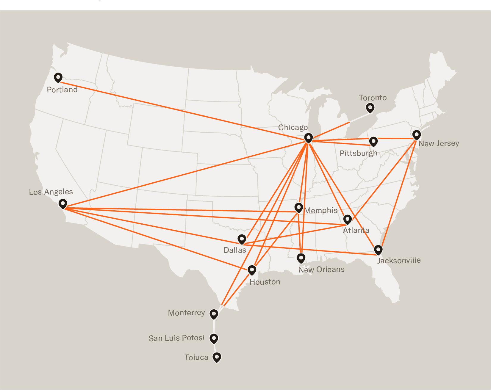 bulk express intermodal service map